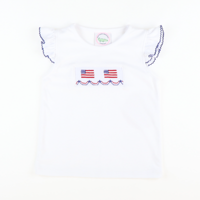Smocked Liberty White Knit Top