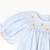 Smocked Tiny Pumpkins Girl Bubble - Light Blue Mini Check Seersucker