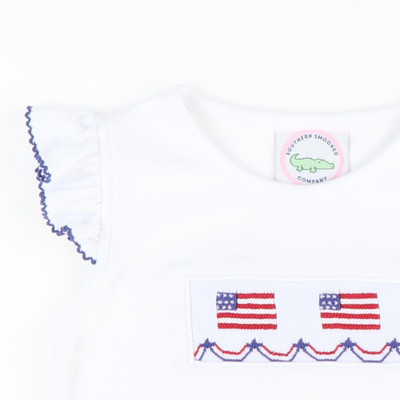 Smocked Liberty White Knit Top
