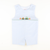 Smocked Pumpkin Tractor Shortall - Light Blue Mini Check Seersucker