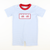 Smocked Fourth of July Parade Romper - Light Blue Stripe Knit