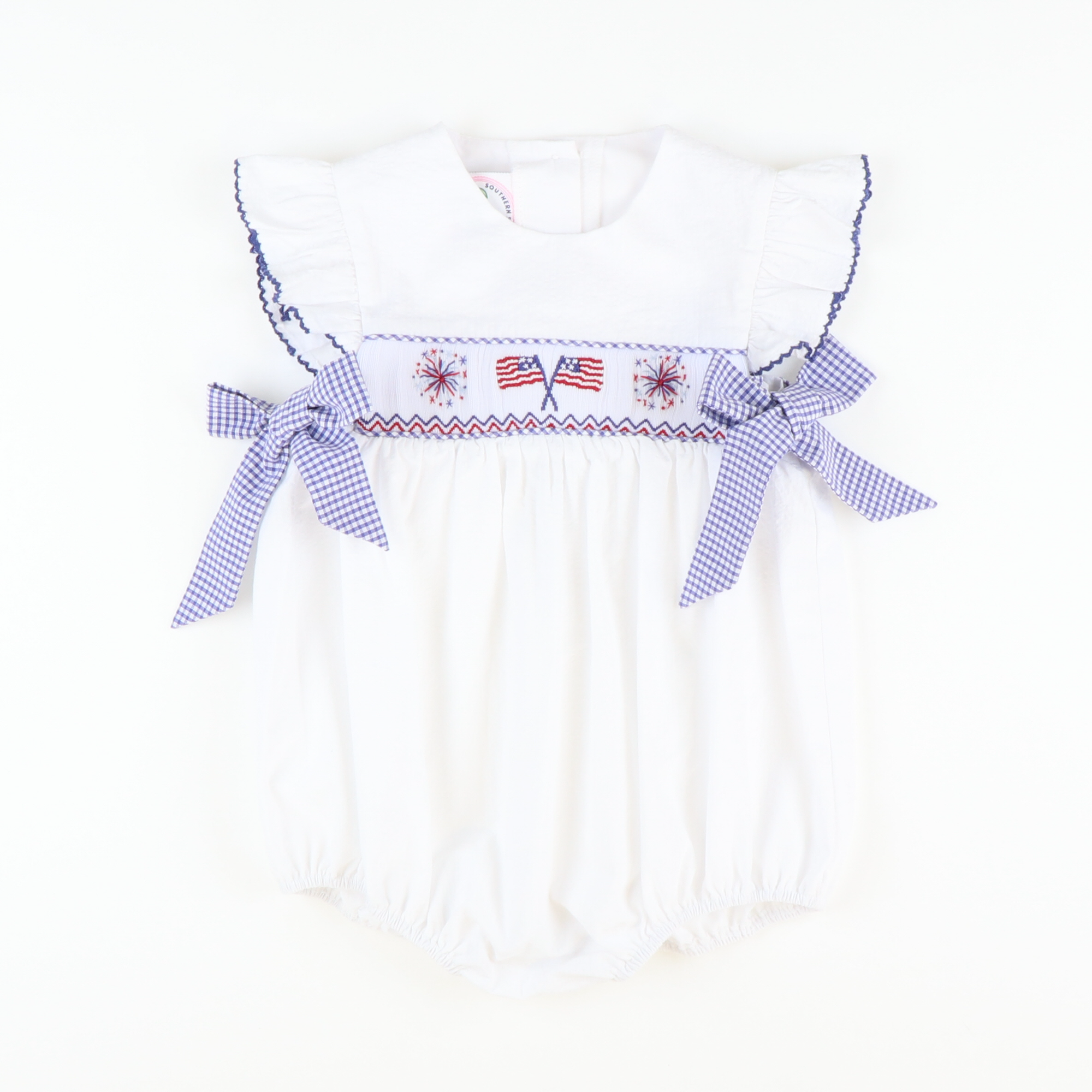 Smocked Flags and Fireworks Girl Bubble