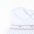 Smocked Patriotic Bows Collared Girl Bubble - Light Blue Tiny Dot