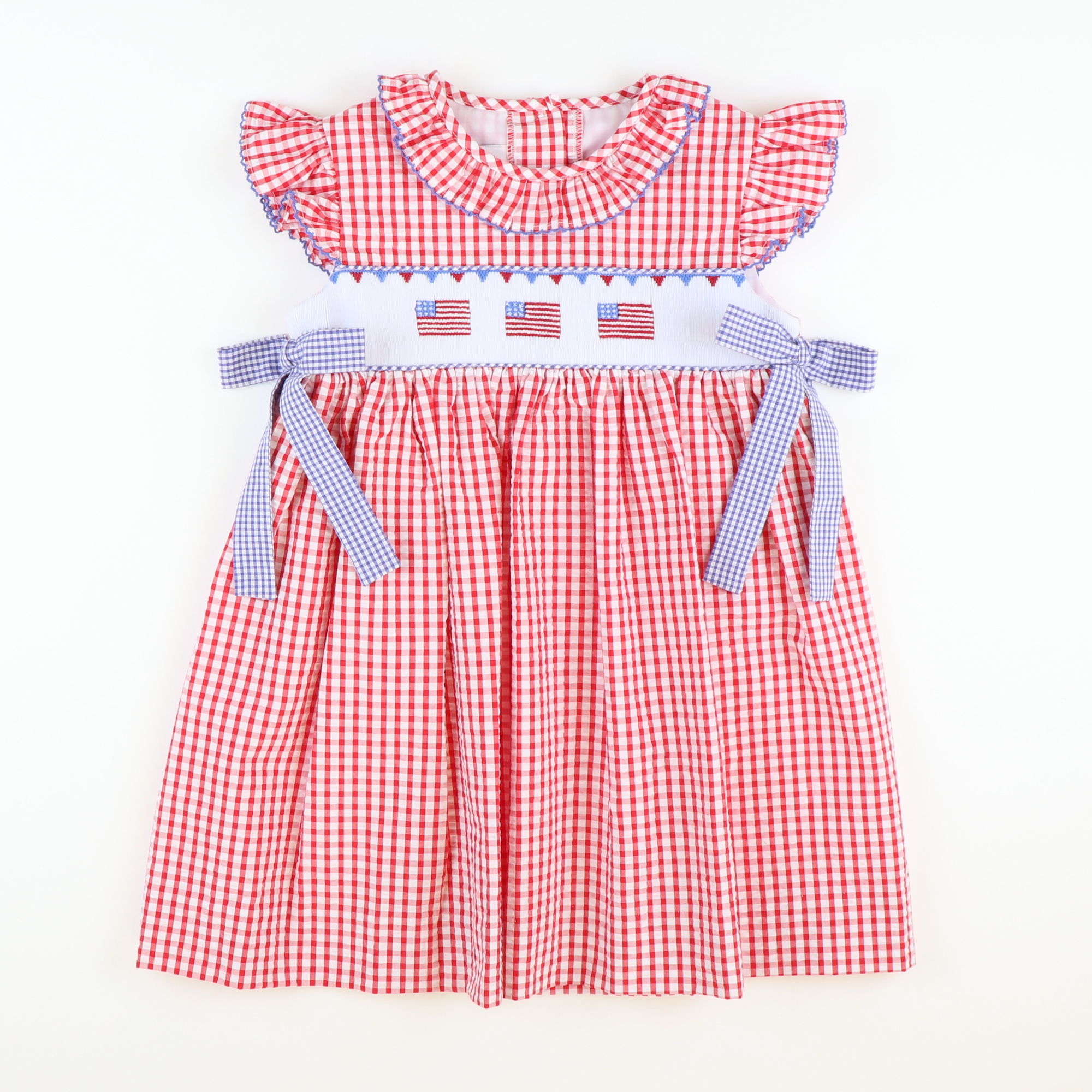 Smocked Stars and Stripes Ruffle Dress