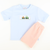 Smocked Pumpkin Tractor Short Sleeve Light Blue Knit Shirt