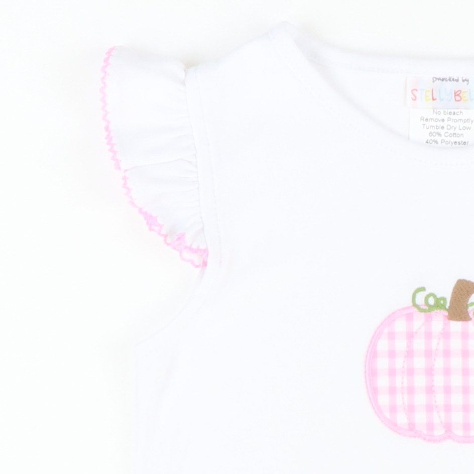 Pink Check Pumpkin Appliqué Top
