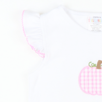 Pink Check Pumpkin Appliqué Top