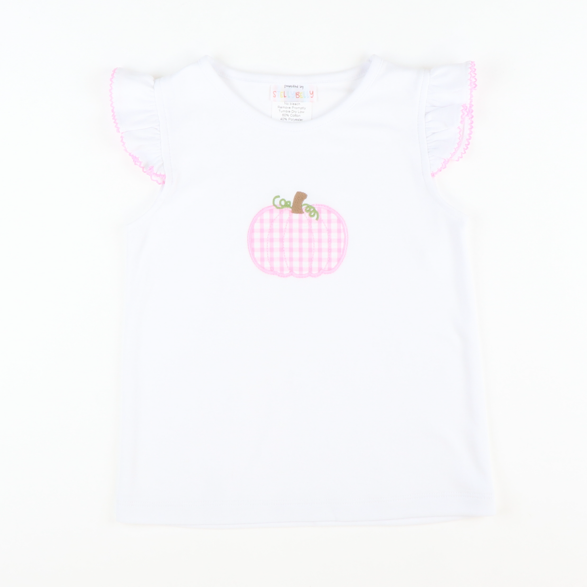 Pink Check Pumpkin Appliqué Top