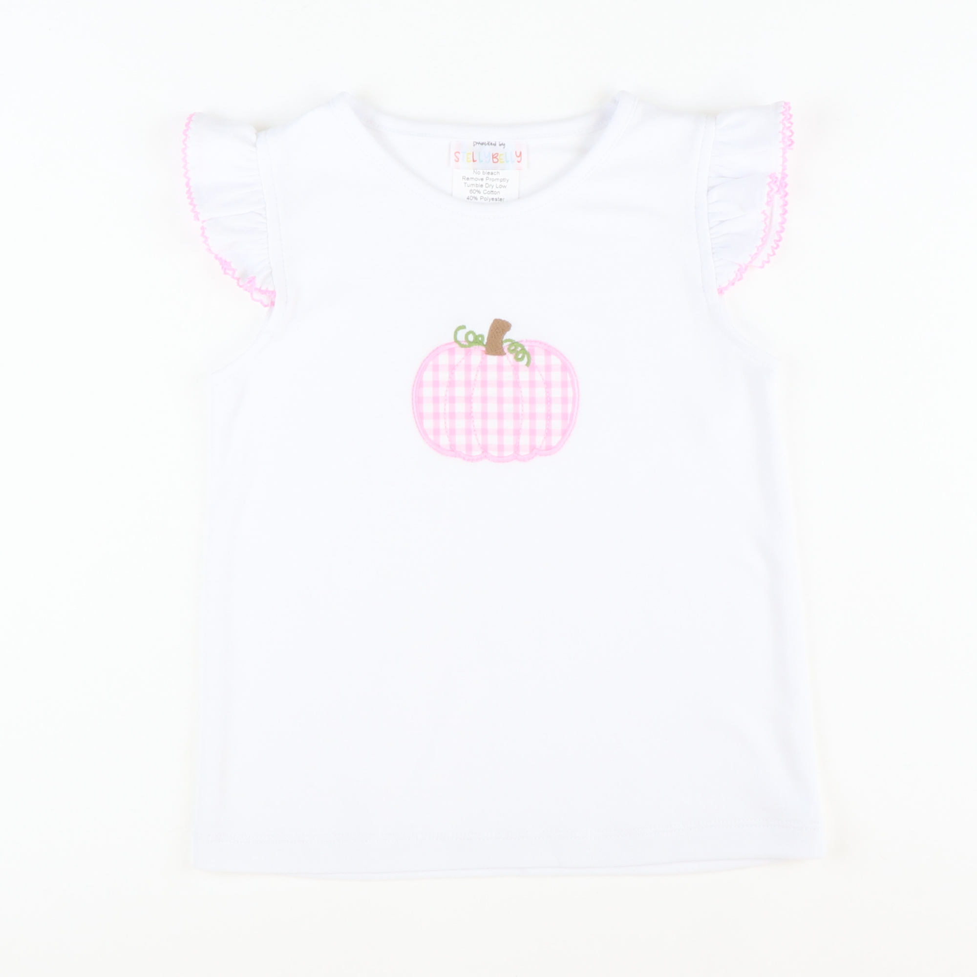 Pink Check Pumpkin Appliqué Top