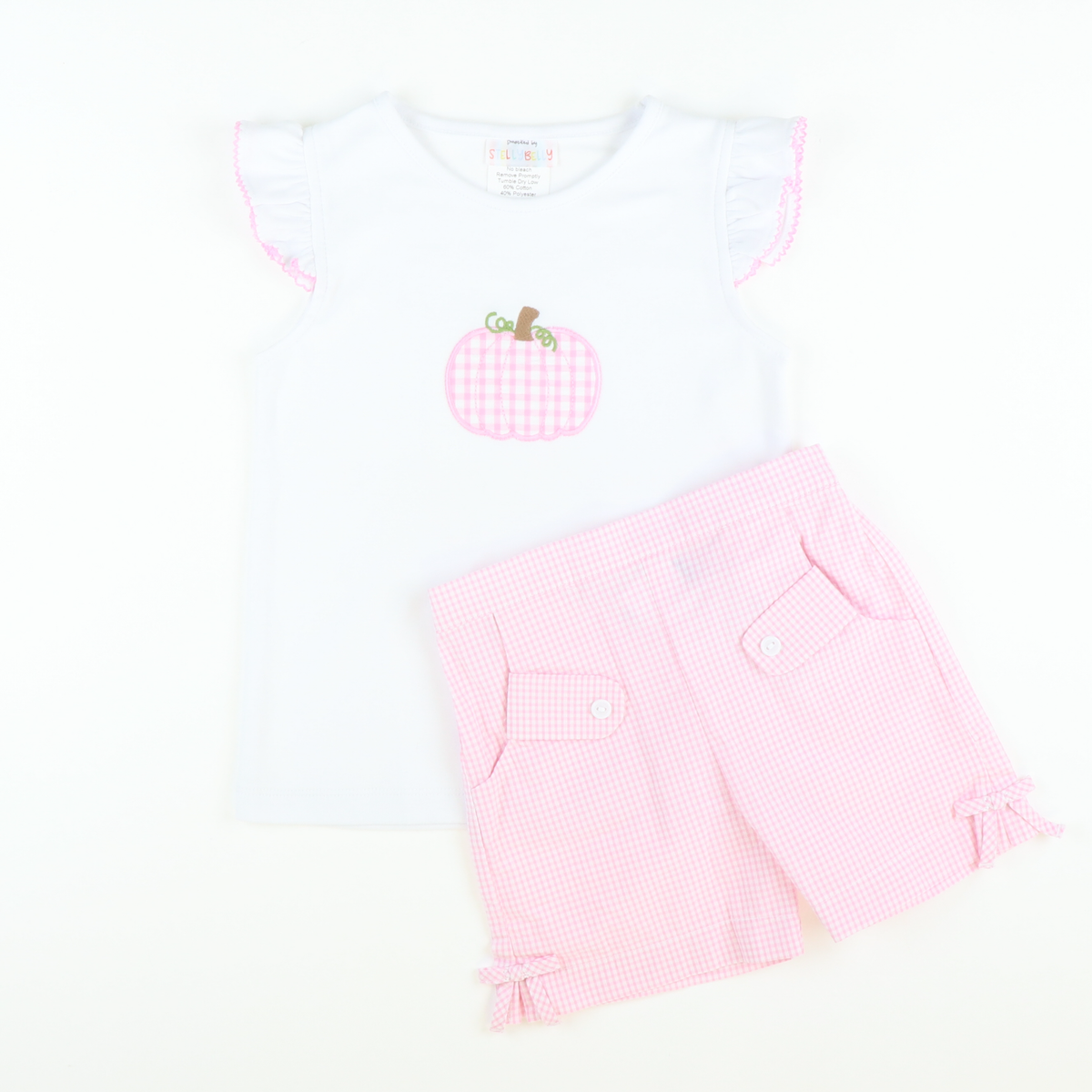 Pink Check Pumpkin Appliqué Top