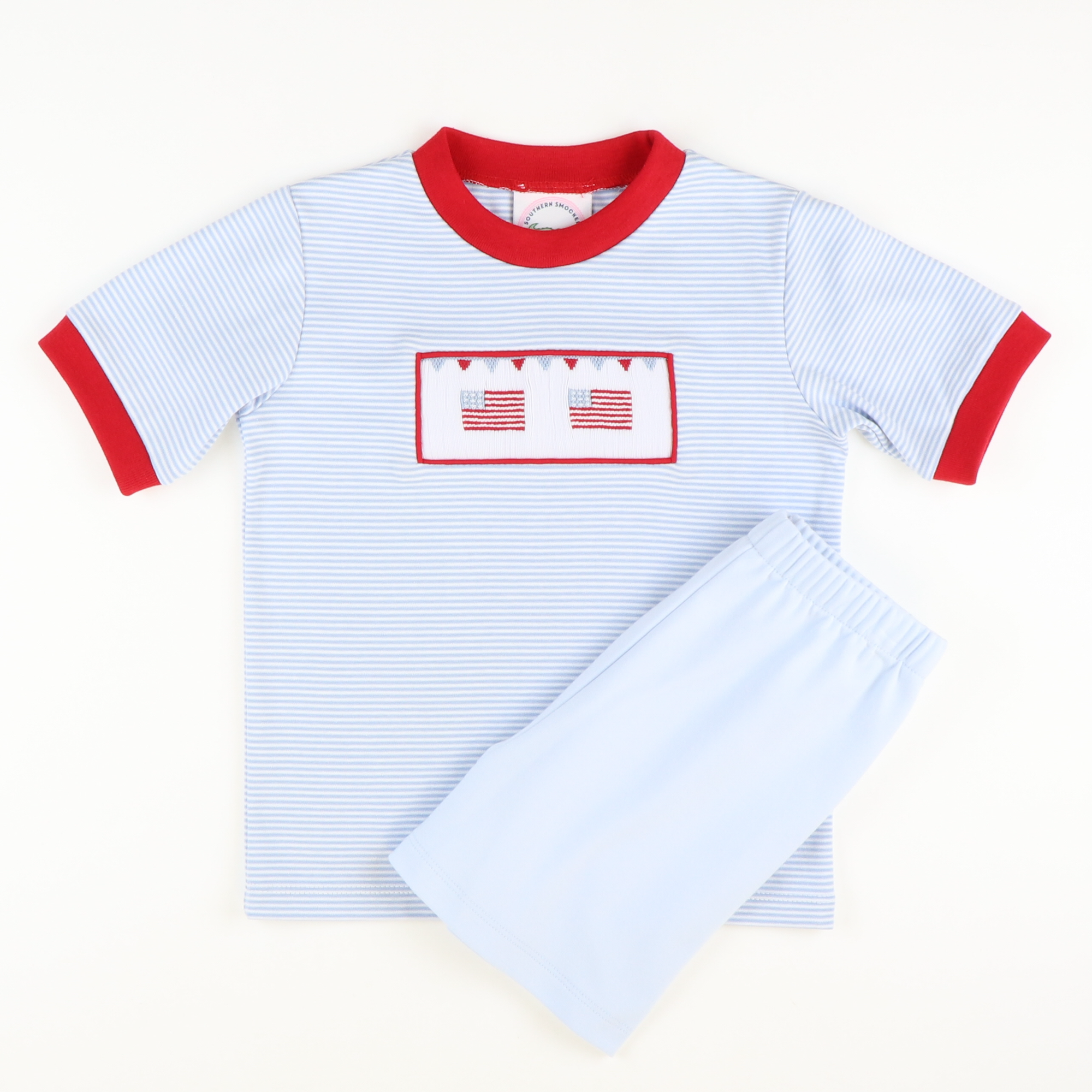 Smocked Fourth of July Parade Knit Shirt and Shorts Set