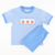 Smocked Pumpkins & Vines Knit Shirt & Shorts Set - Party Blue Micro Stripe & Party Blue Knit
