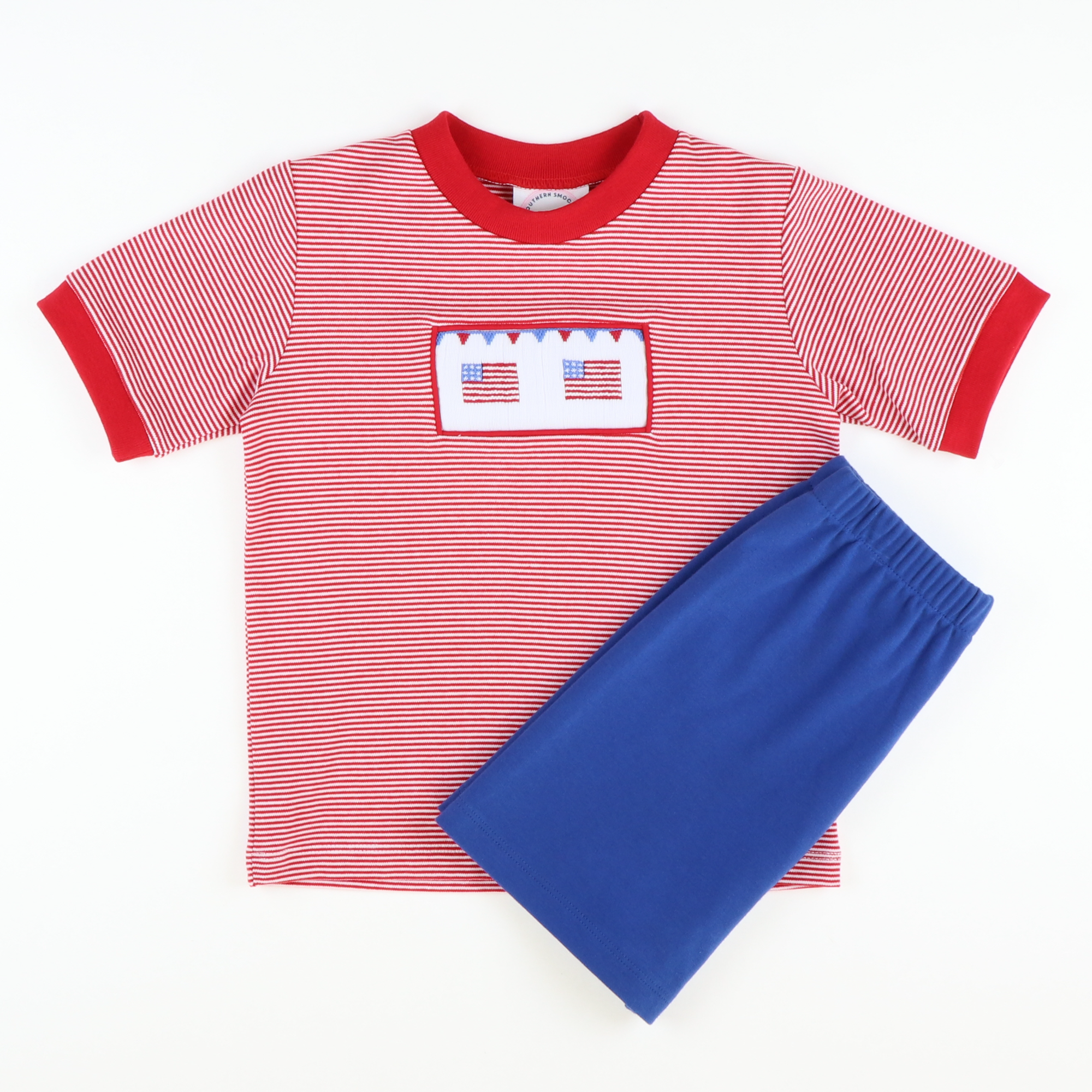 Smocked Stars and Stripes Knit Shirt and Shorts Set