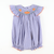 Smocked Autumn Pumpkins Girl Bubble - Royal Blue Sandra Gingham Plaid