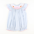 Smocked Pumpkins & Bow Girl Bubble - Light Blue Mini Check Seersucker