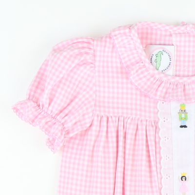Embroidered Nutcracker Ruffle Top & Bloomer Set- Light Pink Flannel