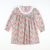 Smocked Christmas Floral Ruffle Neck Dress