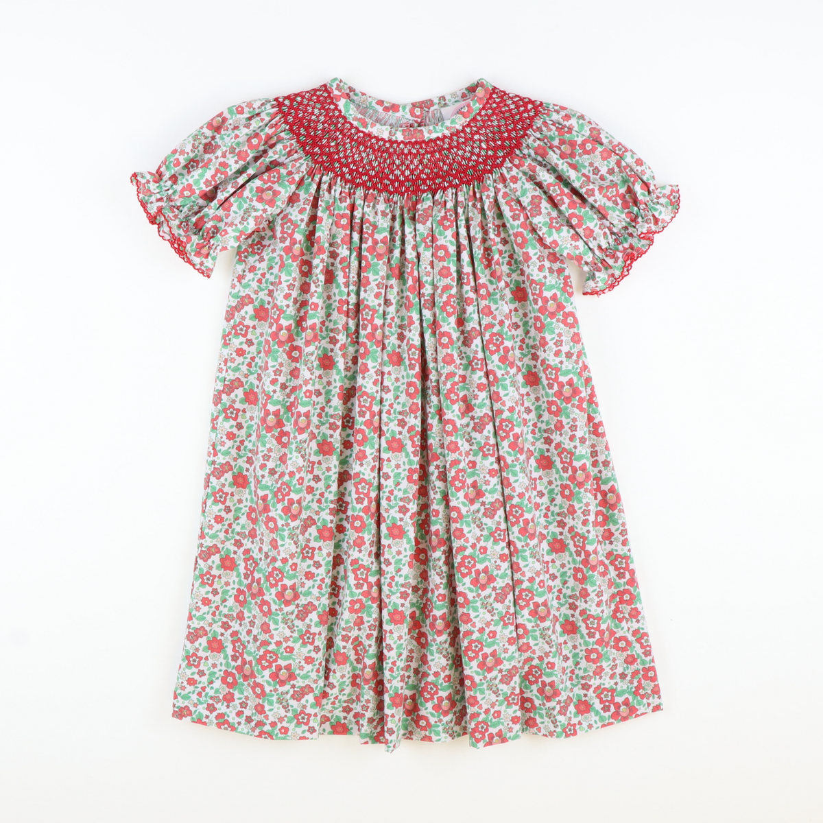 Smocked Christmas Floral Geo Bishop