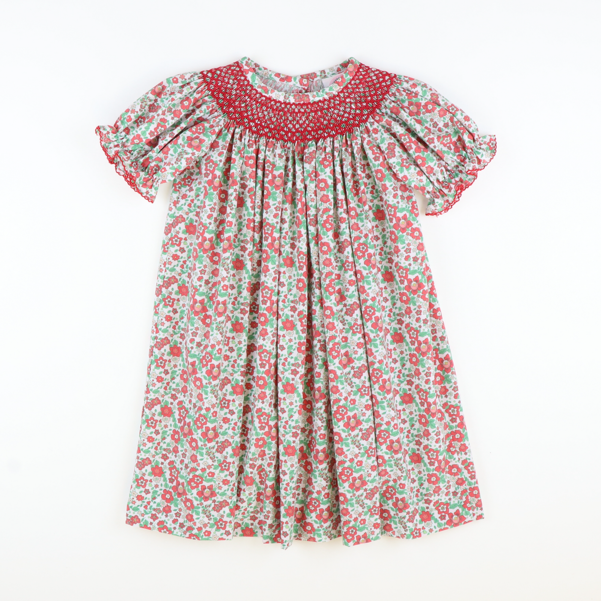 Smocked Christmas Floral Geo Bishop