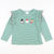 Appliquéd Christmas Friends Top - Green Micro Stripe Knit