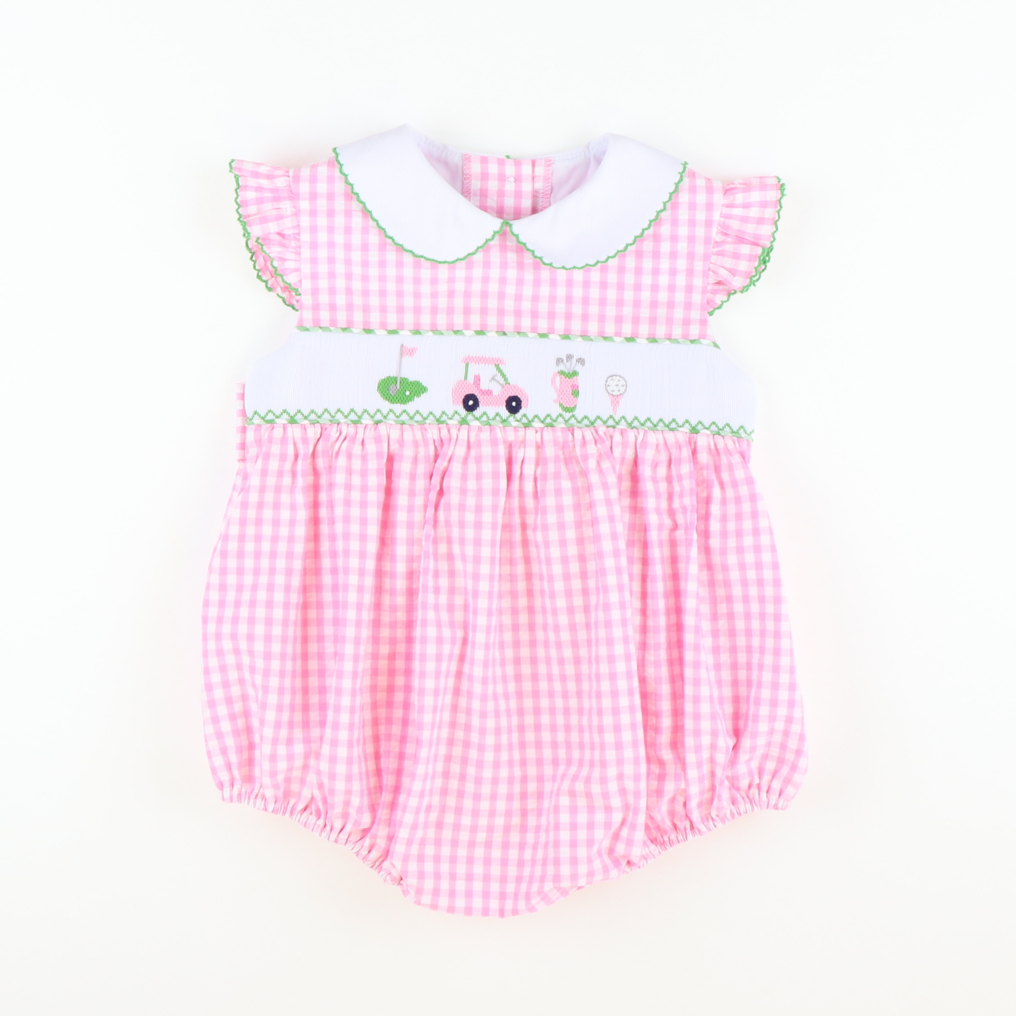 Smocked Golf Collared Girl Bubble