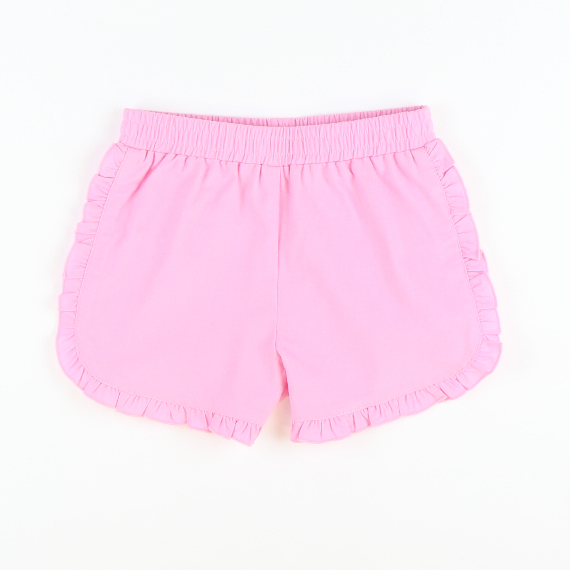 Pink Linen Ruffle Shorts