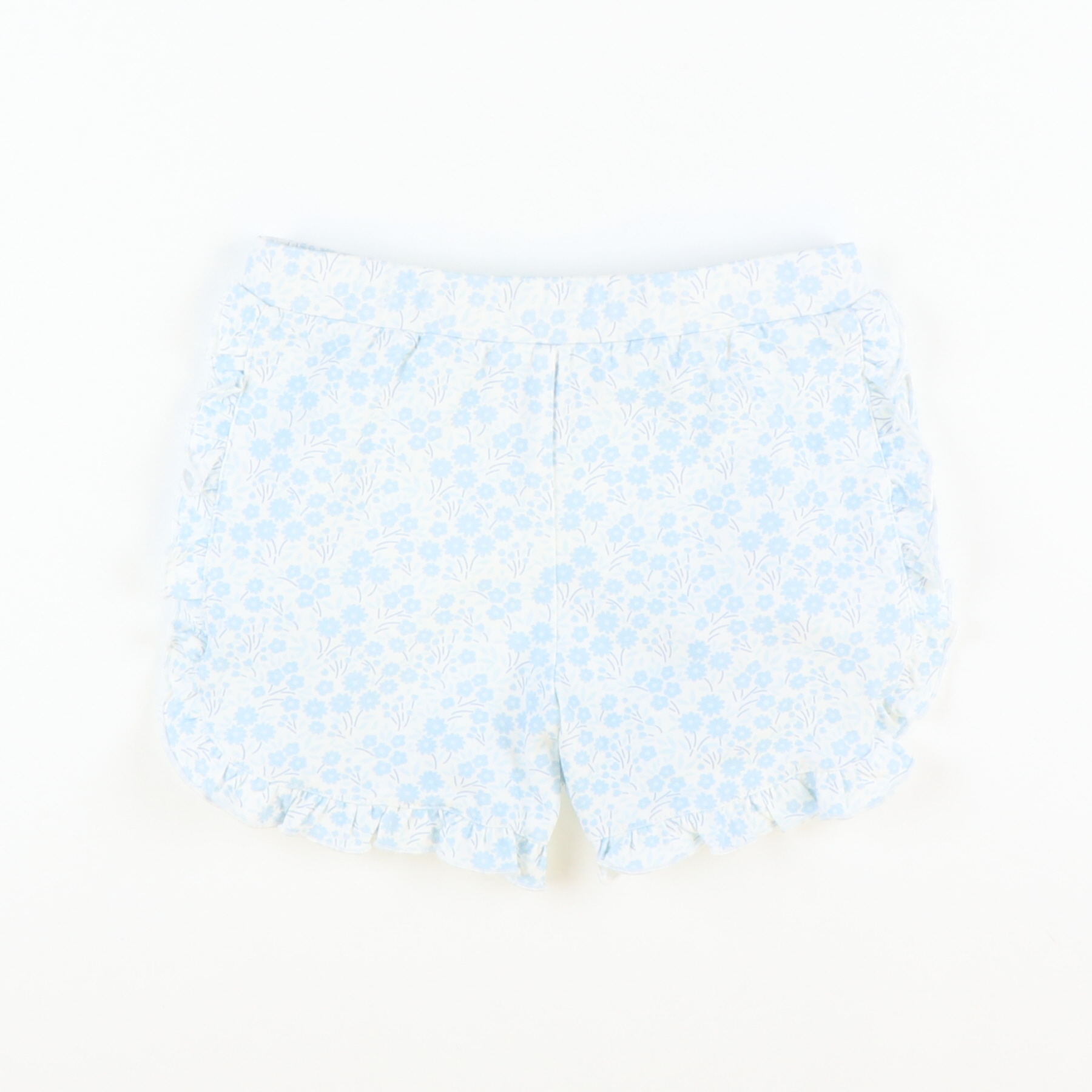 French Blue Floral Ruffle Shorts