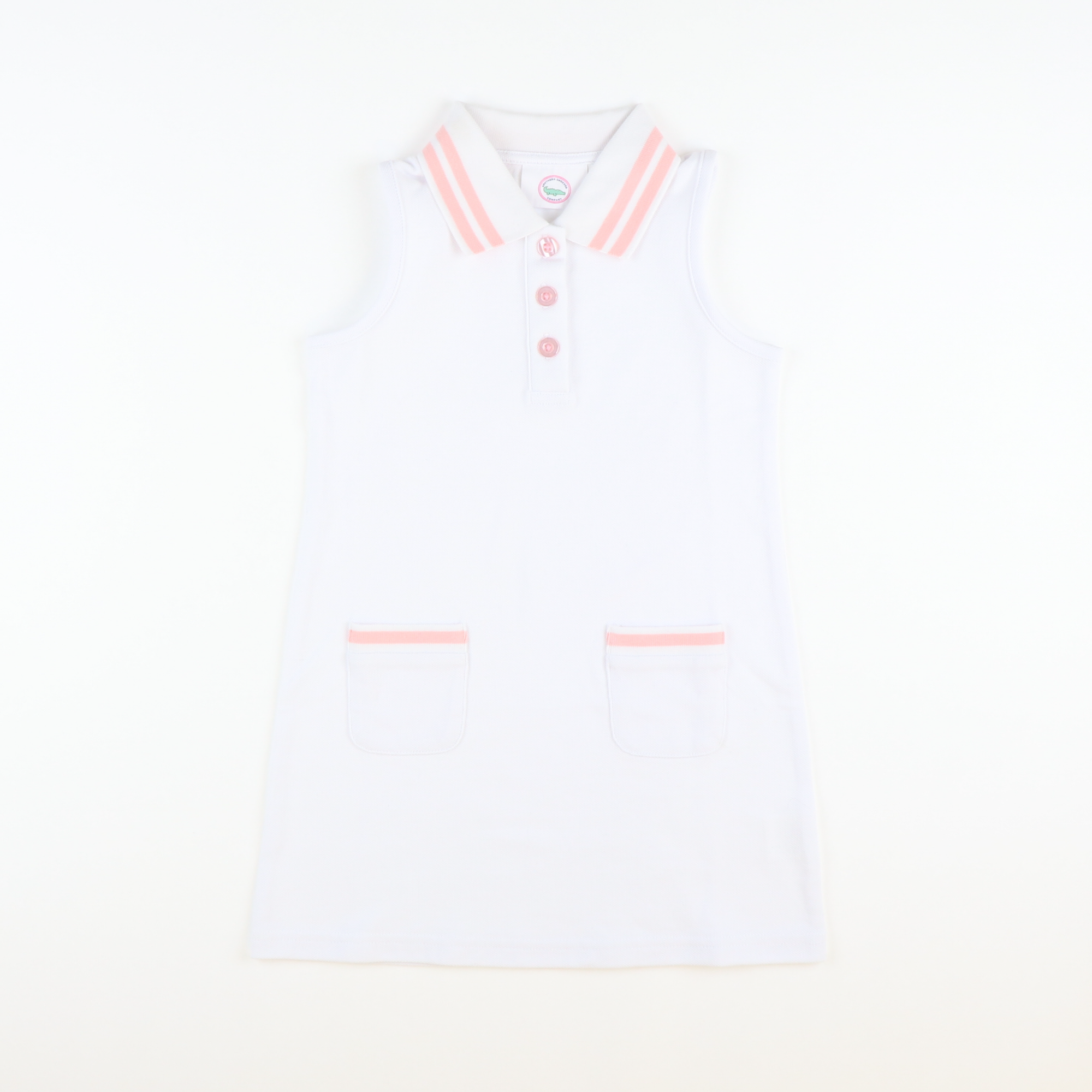 Collared White & Light Pink Tennis Dress