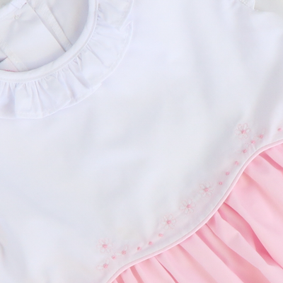Embroidered Ruffle Girl Bubble - Light Pink