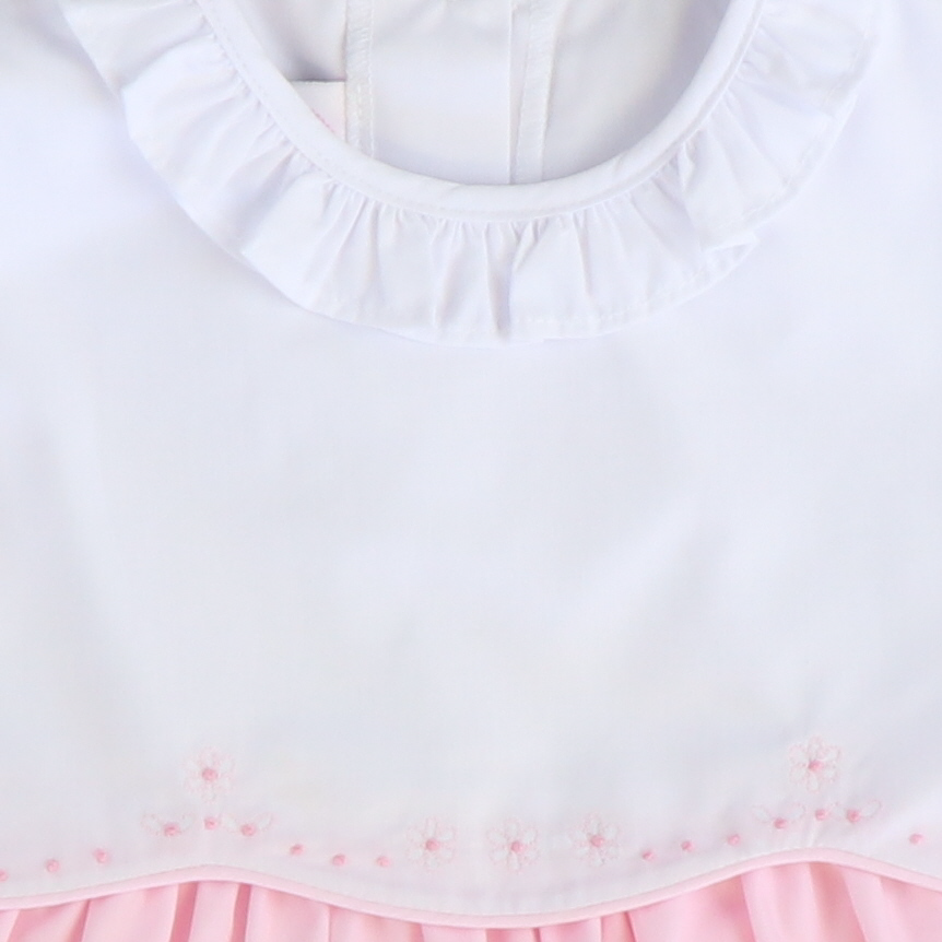Embroidered Ruffle Dress - Light Pink