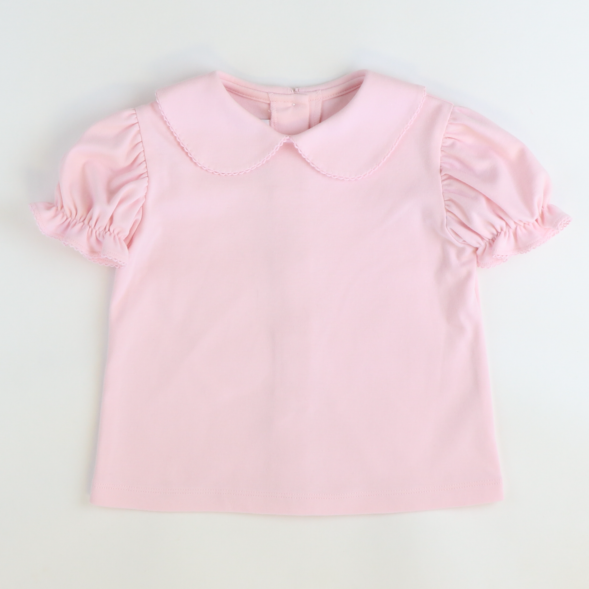 Girls Classic Short Sleeve Blouse - Light Pink Knit
