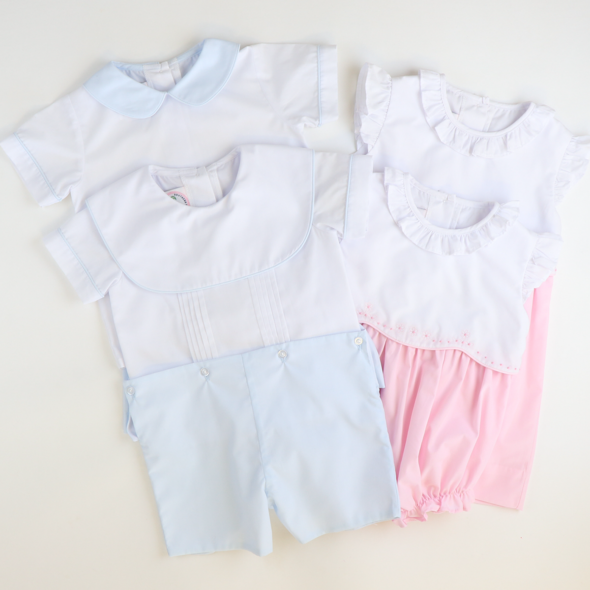 Embroidered Ruffle Girl Bubble - Light Pink