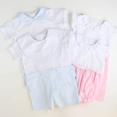 Embroidered Ruffle Girl Bubble - Light Pink