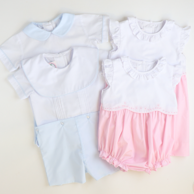 Embroidered Ruffle Dress - Light Pink