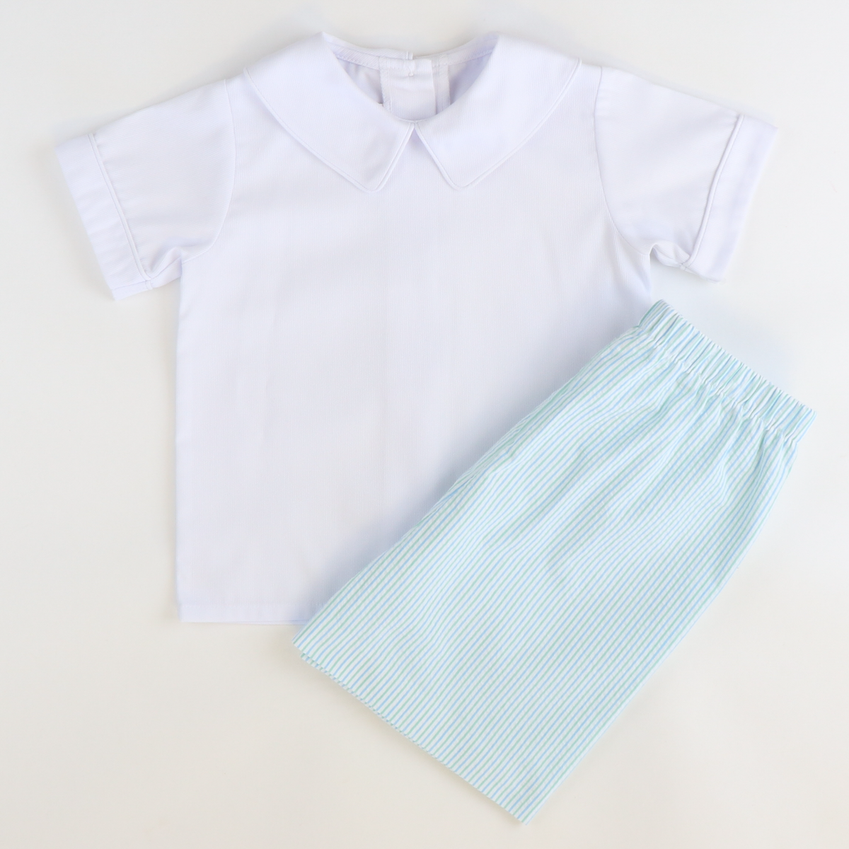 Signature Shorts - Light Blue & Mint Stripe Seersucker