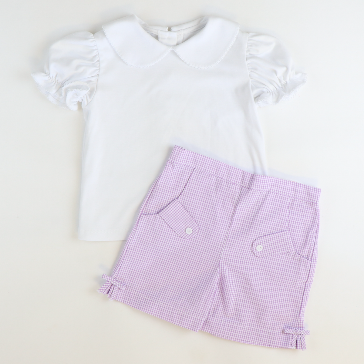 Girls Classic Short Sleeve Blouse - White Knit