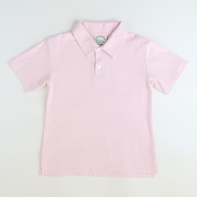 Signature Short Sleeve Polo - Pink Micro Stripe Knit