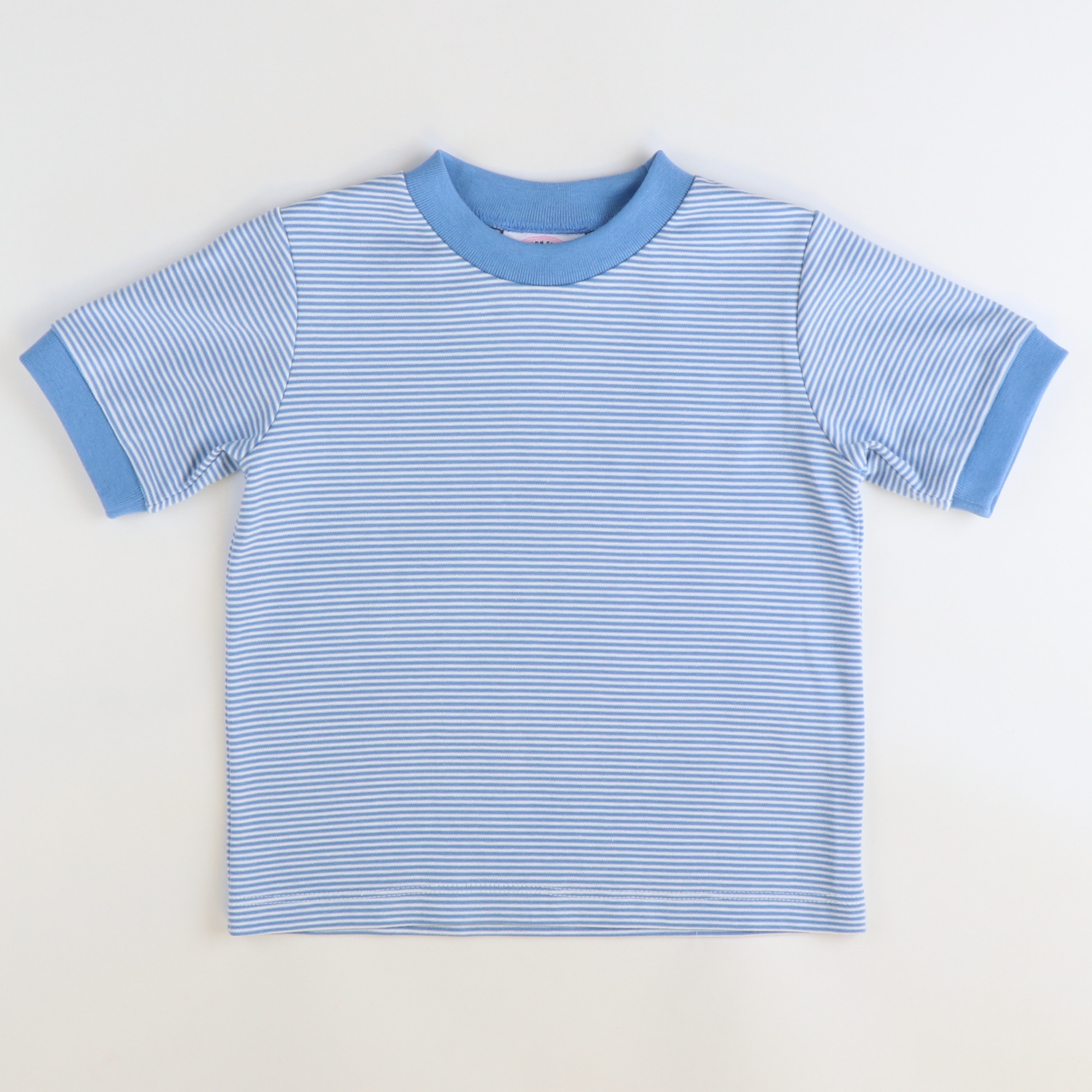 Out & About Boy Shirt - Party Blue Micro Stripe Knit