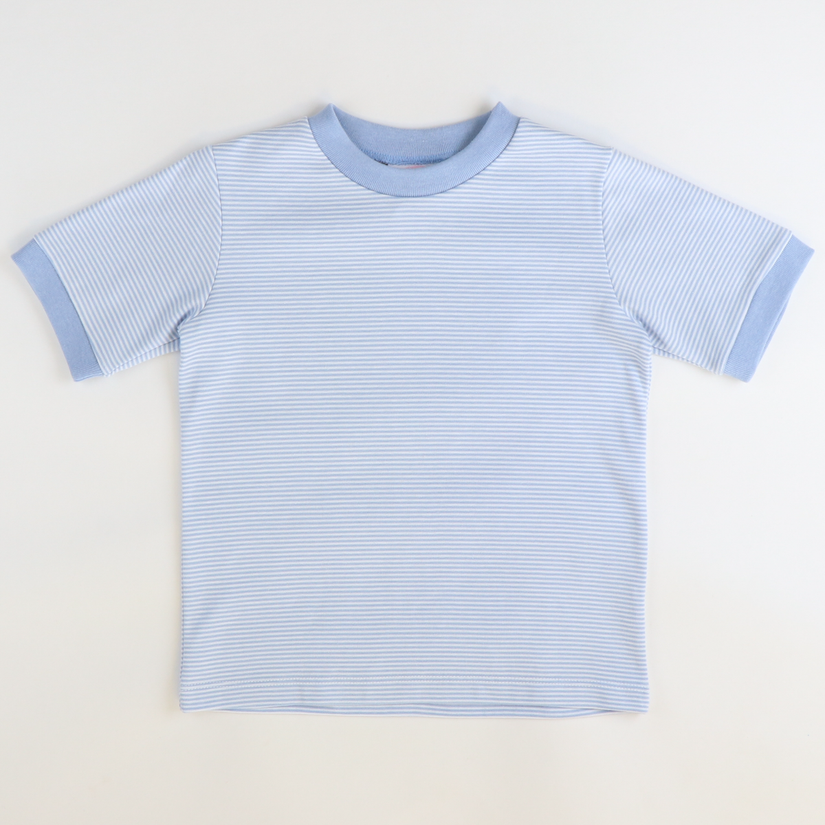 Out & About Boy Shirt - Light Blue Micro Stripe Knit