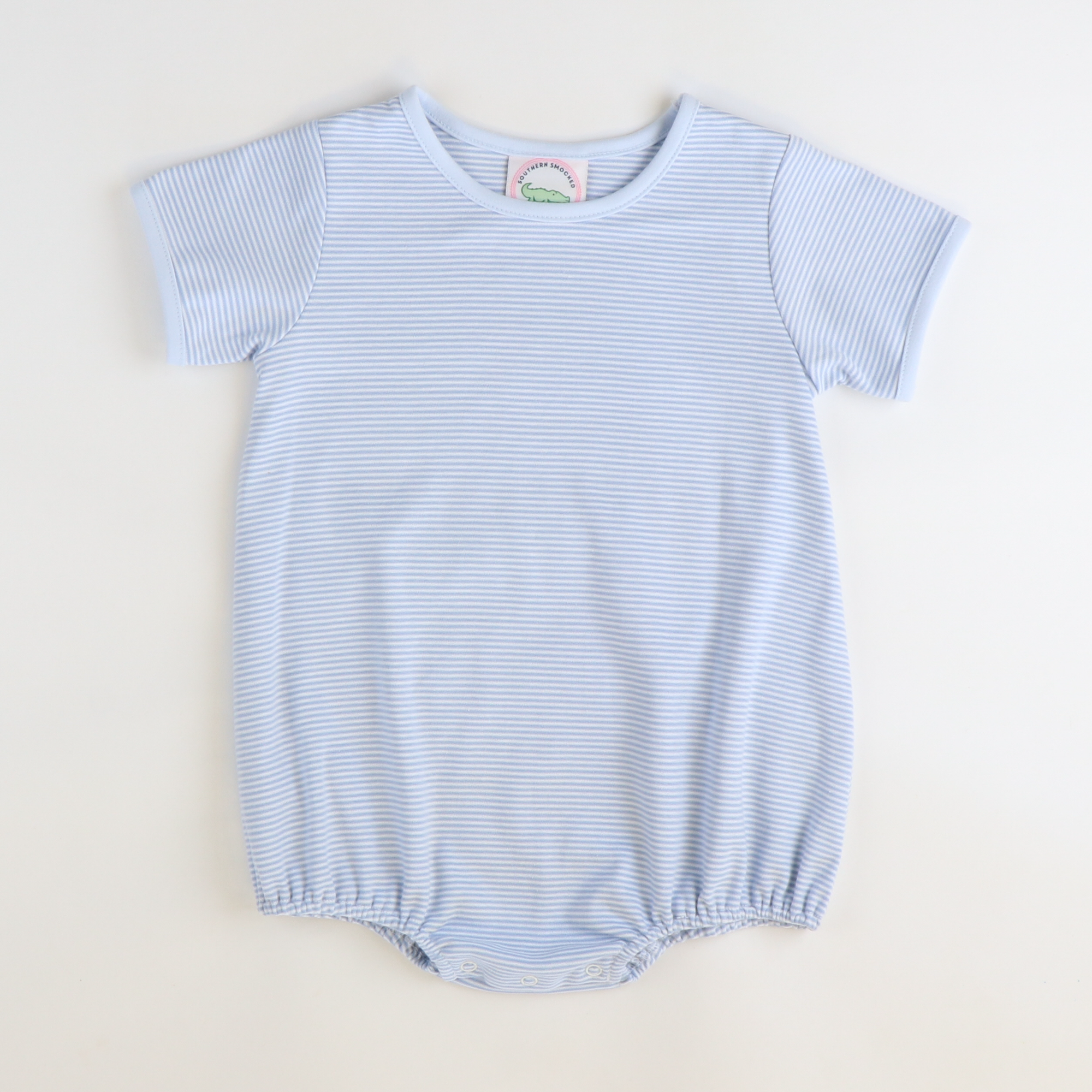 Out & About Girl Bubble - Light Blue Micro Stripe Knit