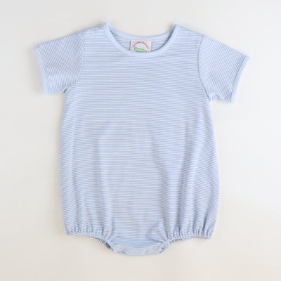 Out & About Girl Bubble - Light Blue Micro Stripe Knit