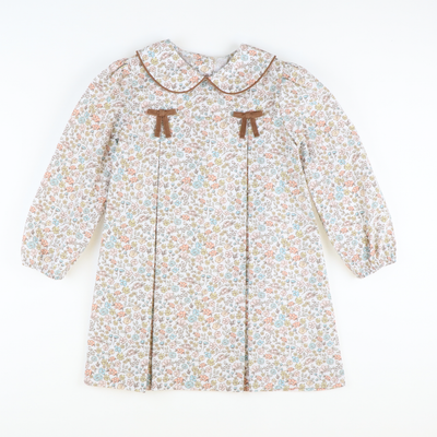 Autumn Floral Collared Bow Dress