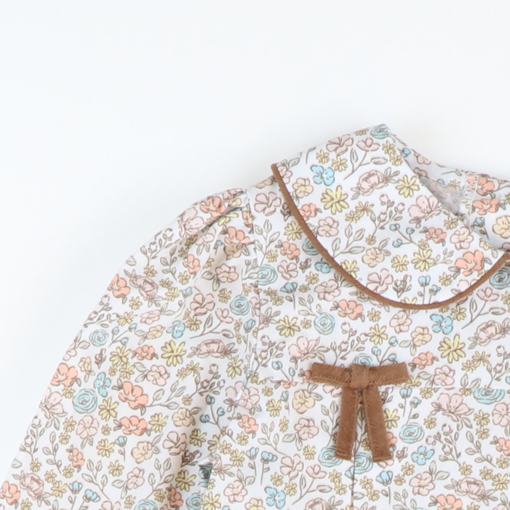 Autumn Floral Collared Bow Girl Bubble