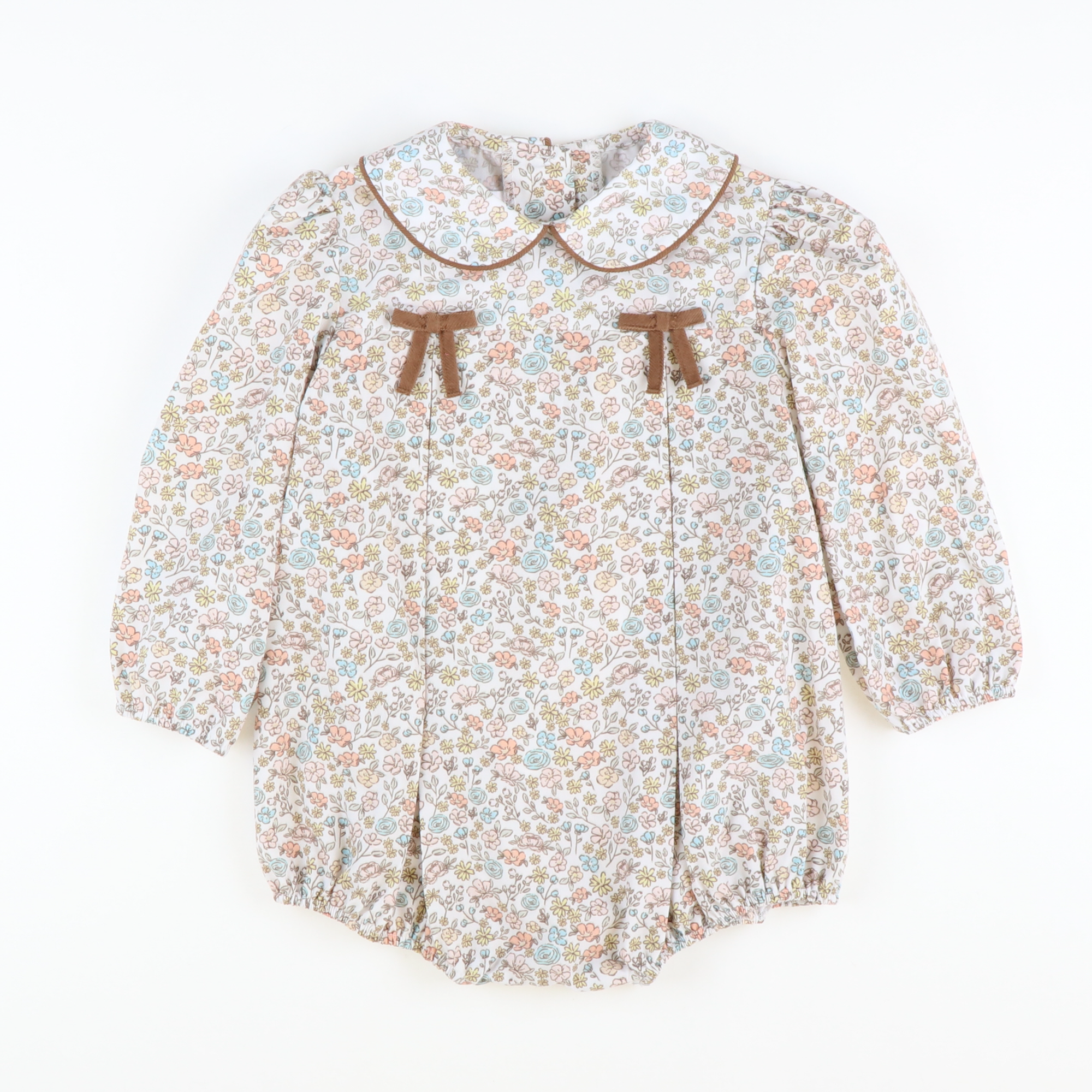 Autumn Floral Collared Bow Girl Bubble