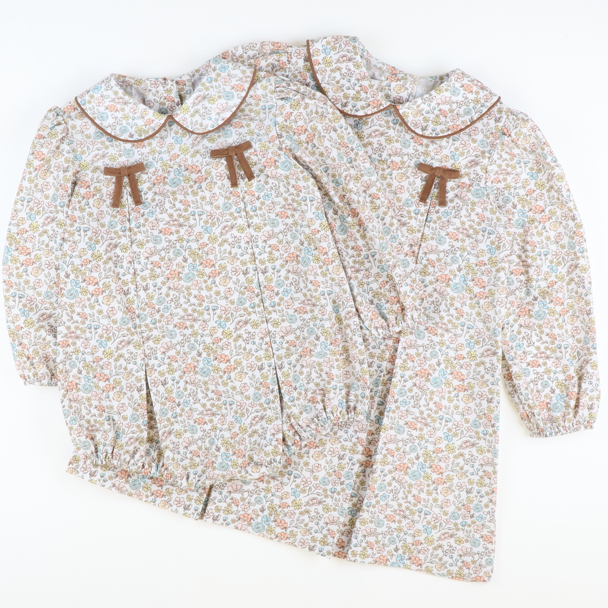 Autumn Floral Collared Bow Girl Bubble
