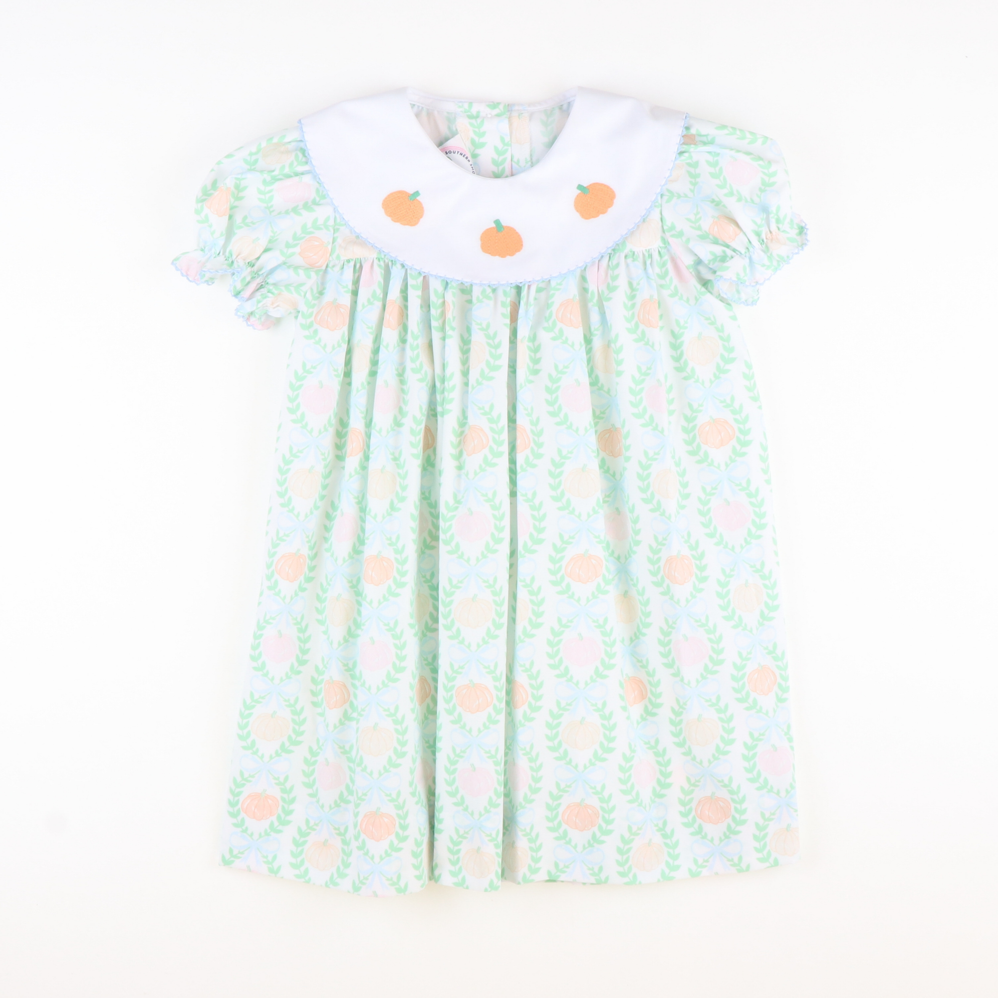 Embroidered Heirloom Pumpkins Bib Dress