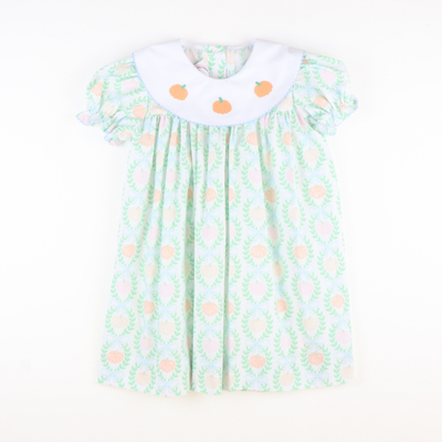 Embroidered Heirloom Pumpkins Bib Dress