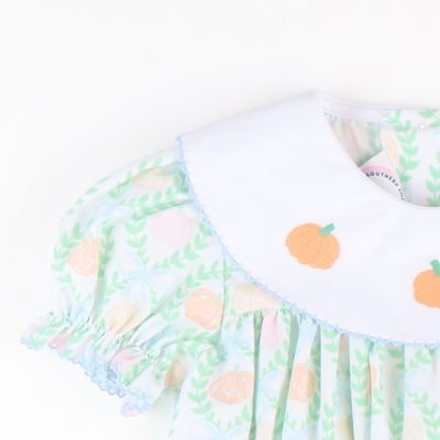 Embroidered Heirloom Pumpkins Bib Dress
