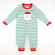 Appliquéd Santa Face Boy Long Bubble - Christmas Green Stripe Knit