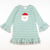 Appliquéd Santa Face Knit Ruffle Dress - Christmas Green Stripe
